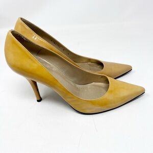 STUART WEITZMAN YELLOW PATENT LEATHER POINTED TOE SPIKE HEEL PUMPS WOMENS SZ 9
